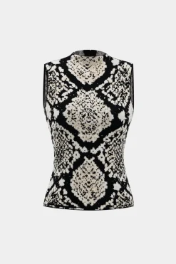 Abstract Pattern Knit Tank Top And Skirt Set