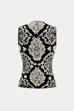 Abstract Pattern Knit Tank Top And Skirt Set