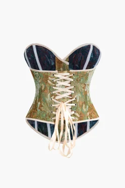 Abstract Print Braided Tie Corset Top