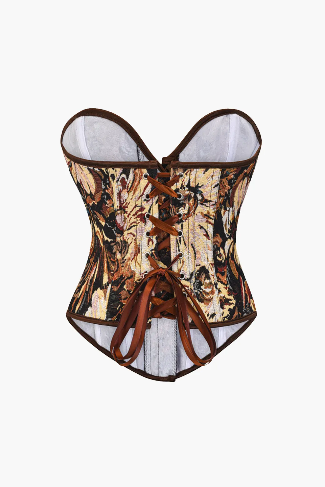 Abstract Print Braided Tie Corset Top
