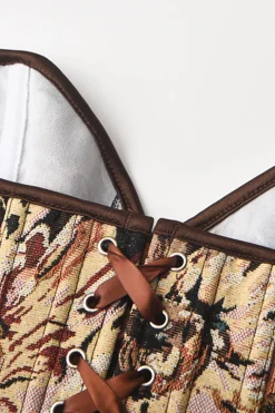 Abstract Print Braided Tie Corset Top