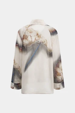 Abstract Print Chiffon Button Long-Sleeve Shirt