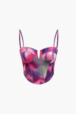 Abstract Print Corset Top And Mini Skirt Set