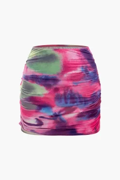 Abstract Print Corset Top And Mini Skirt Set
