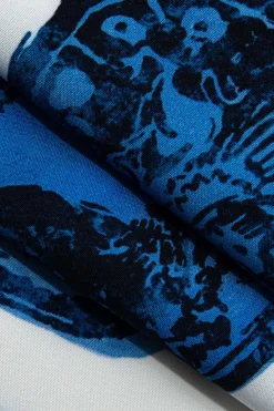 Abstract Print Drawstring Wide Leg Pants