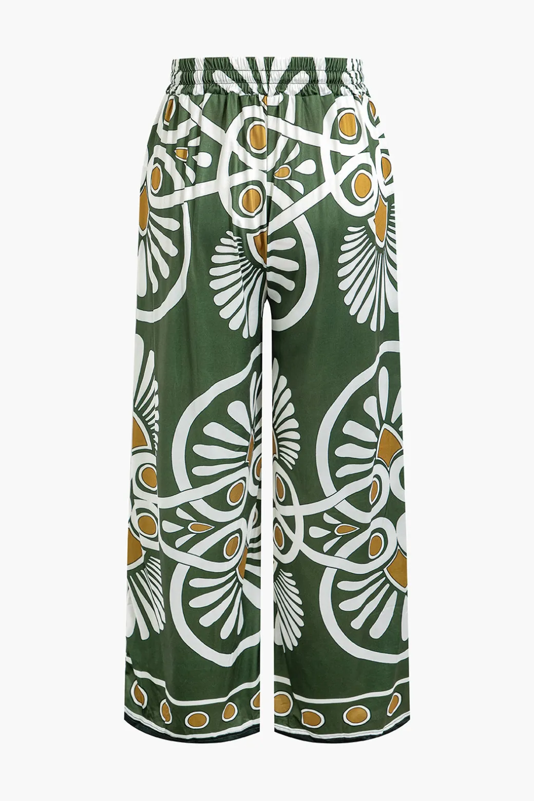 Abstract Print Drawstring Wide Leg Pants