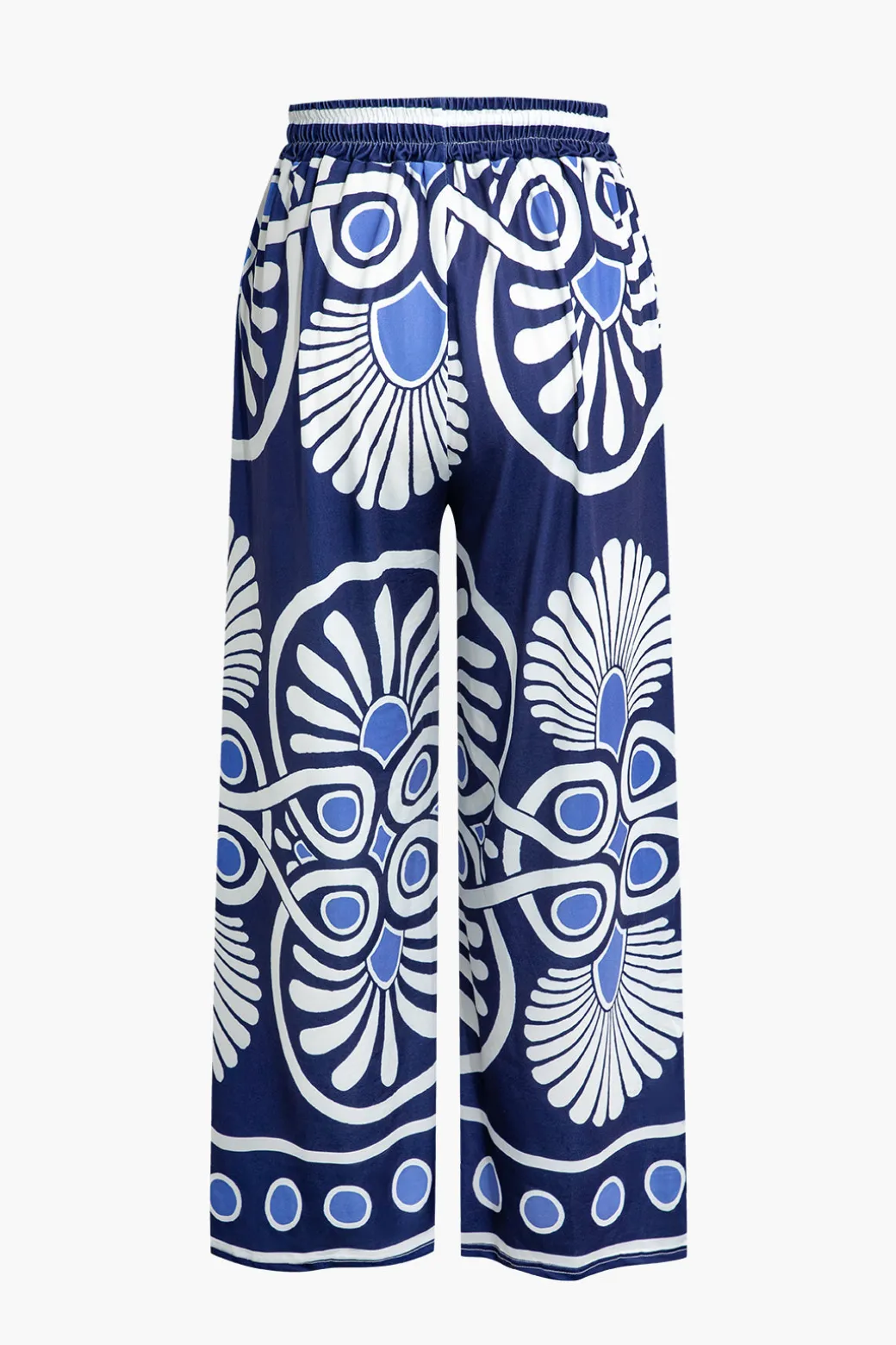Abstract Print Drawstring Wide Leg Pants