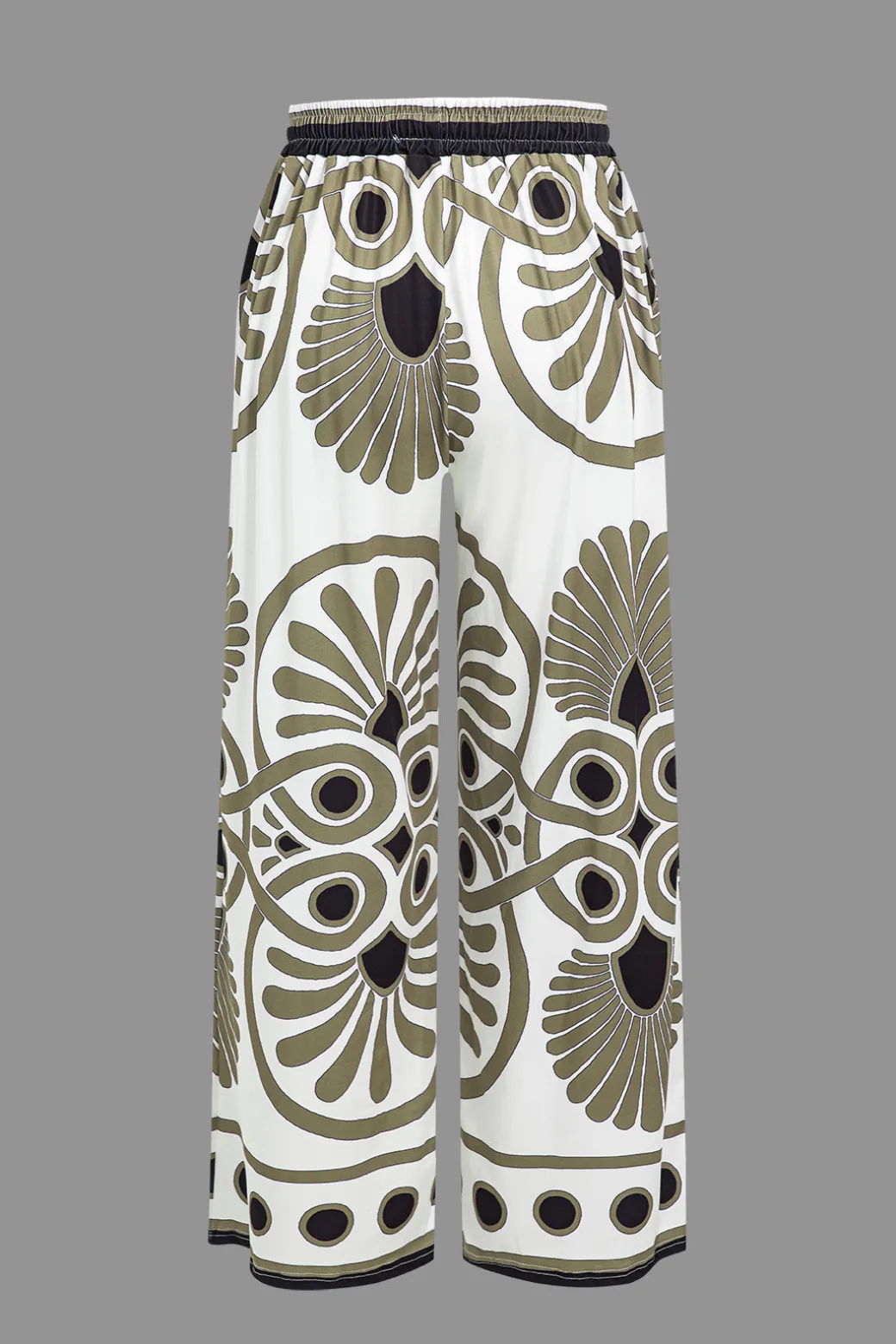 Abstract Print Drawstring Wide Leg Pants