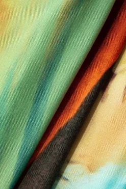 Abstract Print Halter Cowl Neck Slit Mini Dress