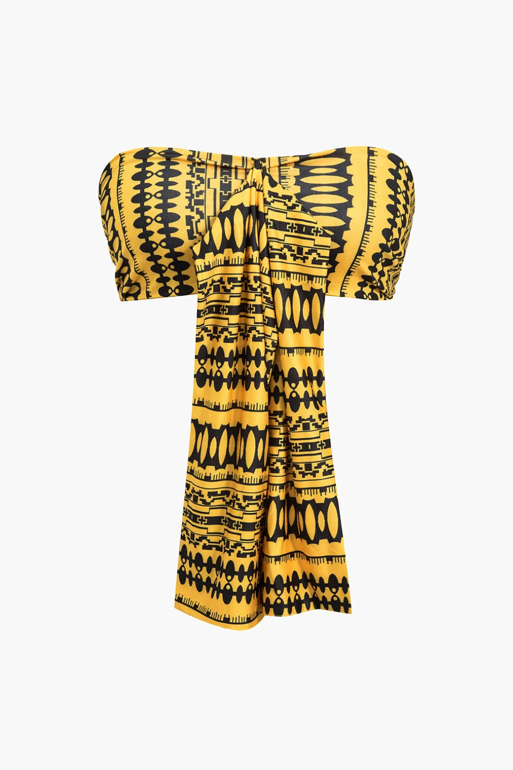 Abstract Print Knot Tube Top And Wide Leg Trouser Set