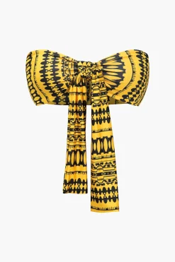 Abstract Print Knot Tube Top And Wide Leg Trouser Set