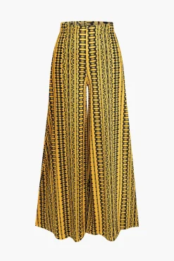 Abstract Print Knot Tube Top And Wide Leg Trouser Set