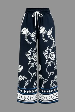 Abstract Print Long Sleeve Shirt And Trousers Set