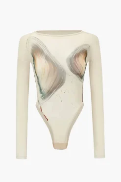 Abstract Print Long-Sleeve Bodysuit