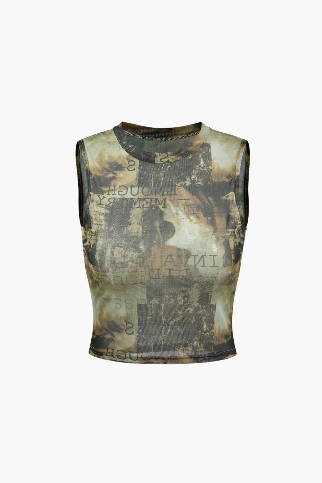Abstract Print Mesh Tank Top