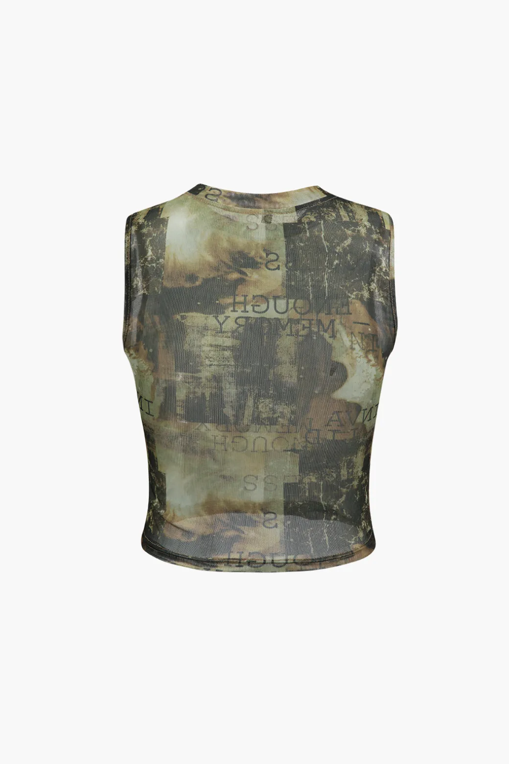 Abstract Print Mesh Tank Top