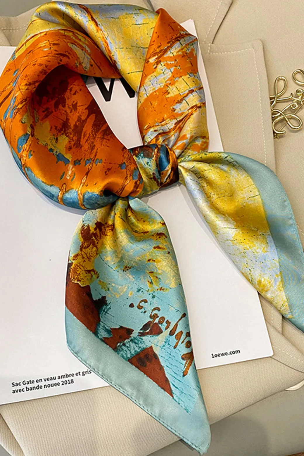 Abstract Print Satin Scarf