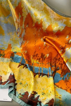 Abstract Print Satin Scarf