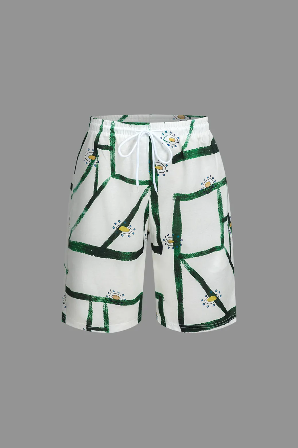 Abstract Print Shirt And Drawstring Shorts Set