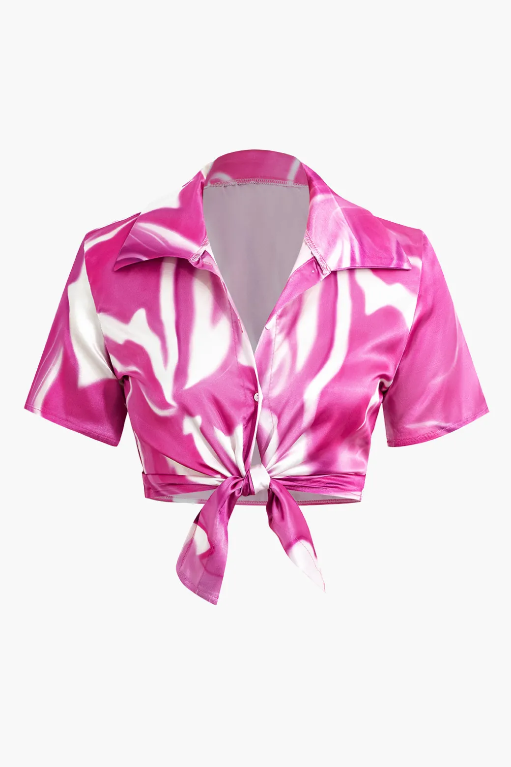 Abstract Print Short Sleeve Shirt And Shorts Set