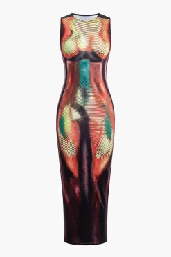Abstract Print Tank Midi Dress