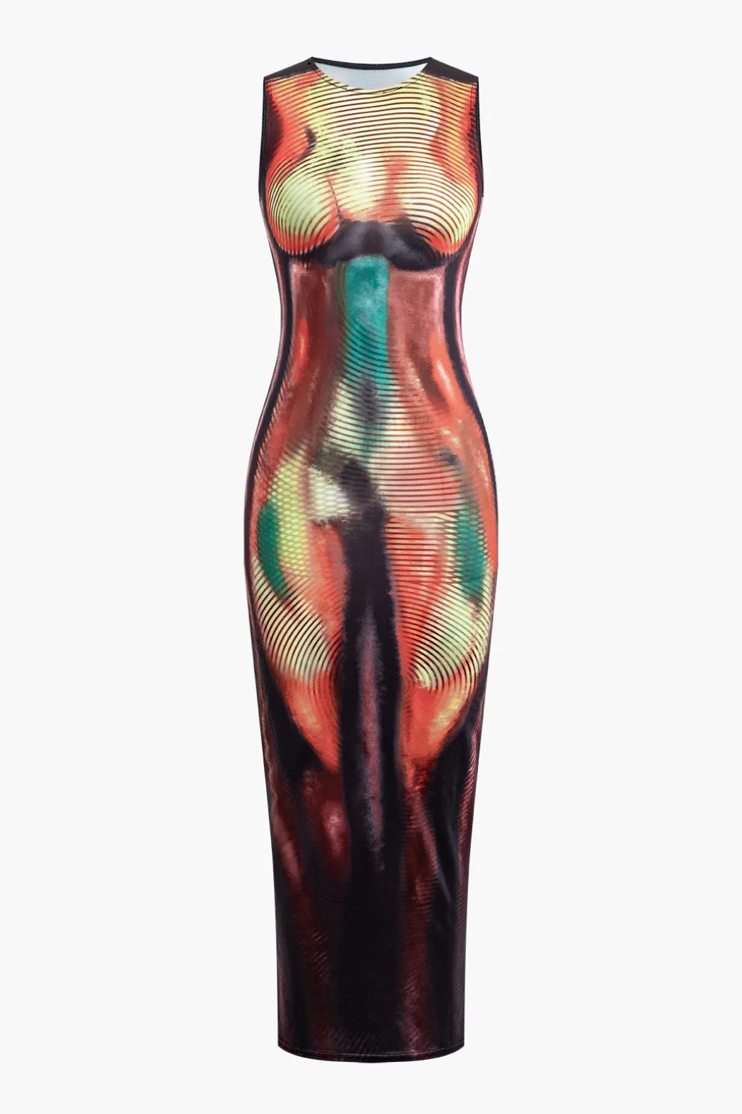 Abstract Print Tank Midi Dress