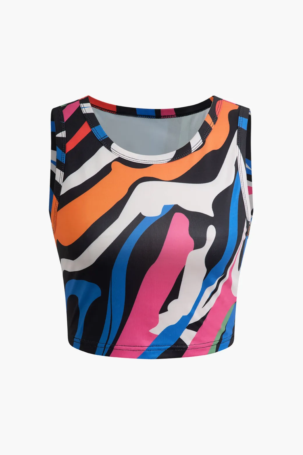 Abstract Print Tank Top And Asymmetric Skirt Set