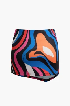Abstract Print Tank Top And Asymmetric Skirt Set