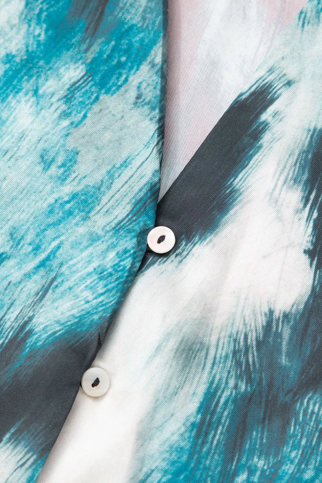 Abstract Print V-neck Button Up Shirt