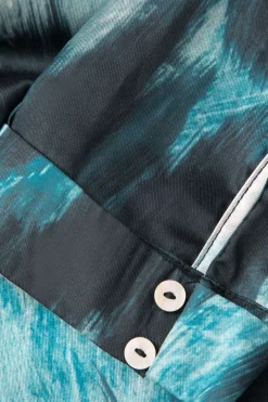 Abstract Print V-neck Button Up Shirt