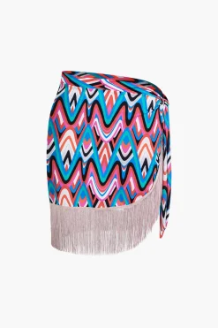 Abstract Printed Fringe Cover Up