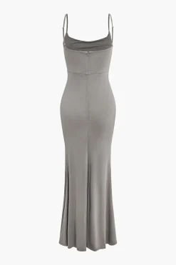 Adjust Strap Ruched Mermaid Maxi Dress