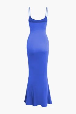 Adjustable Strap Mermaid Maxi Slip Dress