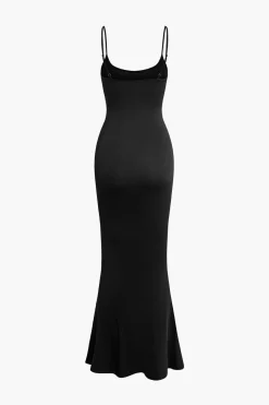 Adjustable Strap Mermaid Maxi Slip Dress