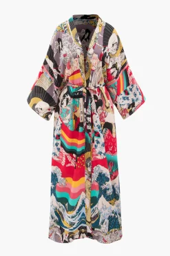 Allover Print Kimono Sleeve Cover Up