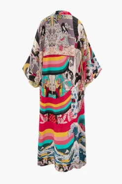 Allover Print Kimono Sleeve Cover Up