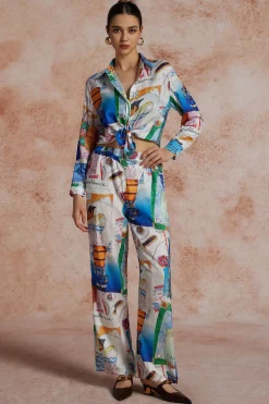 Artistic Print Collar Long-Sleeve Shirt