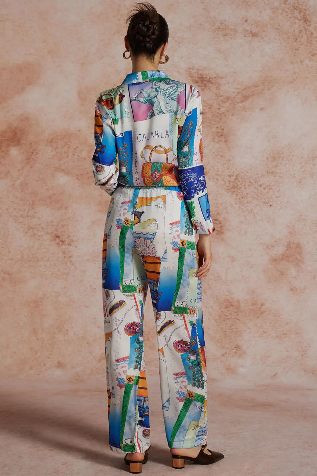 Artistic Print Collar Long-Sleeve Shirt