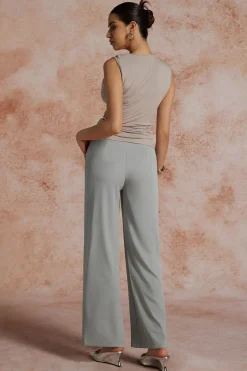 Asymmetric Cowl Neck Ruched Tank Top