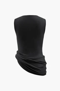 Asymmetric Cowl Neck Ruched Tank Top