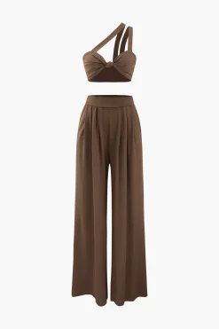 Asymmetric Knotted Cami Top And Pleated Pants Set