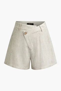 Asymmetric Linen Shorts