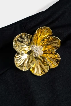 Asymmetric Metal Floral Decor Top And Skirt Set