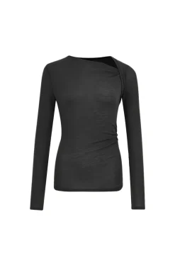 Asymmetric Neckline Long Sleeve Top