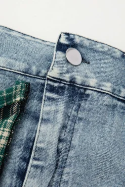 Asymmetric Patchwork Denim Mini Skirt