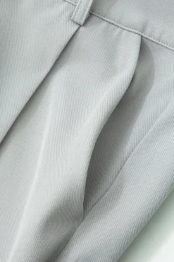 Asymmetric Waist Ruched Straight Leg Pants