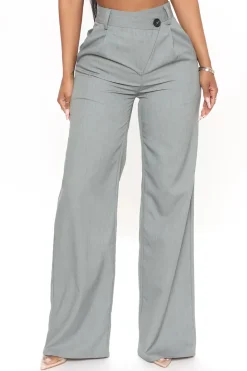 Asymmetric Waist Ruched Straight Leg Pants