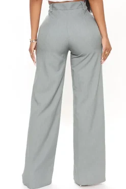 Asymmetric Waist Ruched Straight Leg Pants