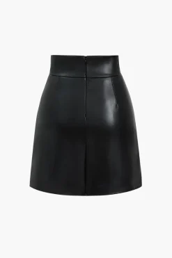 Asymmetrical Faux Leather Skirt