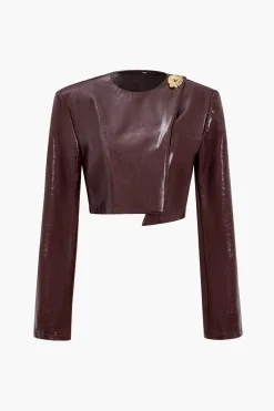 Asymmetrical Faux Leather Skirt Set